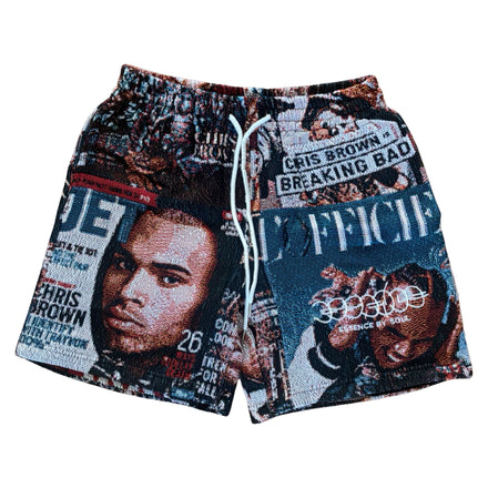 Chris Brown magazine collage shorts.